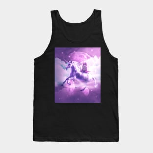 Kitty Cat Riding On Flying Space Galaxy Unicorn Tank Top